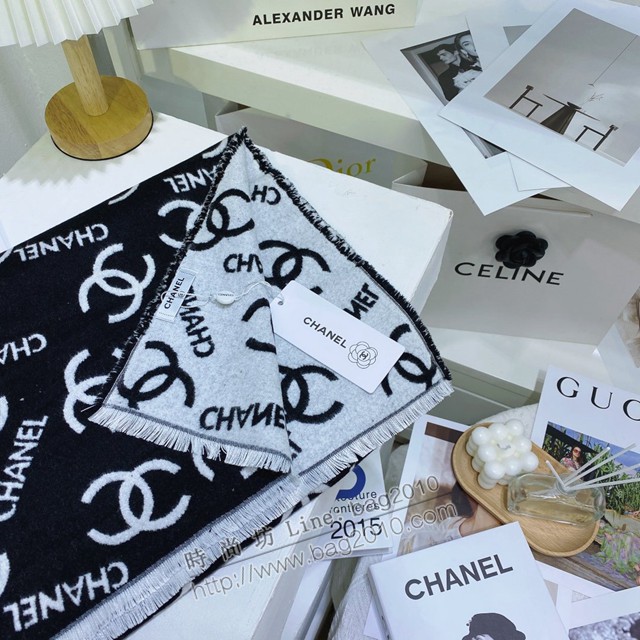 CHANEL專櫃2021新款女士字母圍巾 香奈兒簡單百搭羊絨小香圍巾  mmj1297